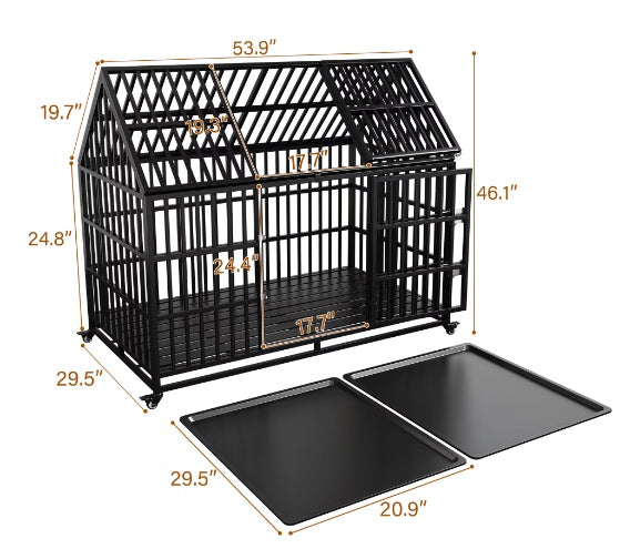 Heavy-Duty XL Dog Crate, 54-Inch, Roof Top