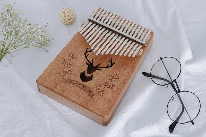 17-Key Thumb Piano Acoustic Mahogany Music Instrument