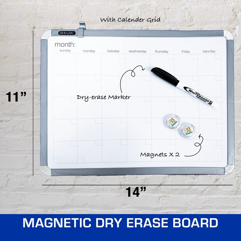 Magnetic Dry Erase Calendar Board 11 X 14 w Marker 2 Magnets