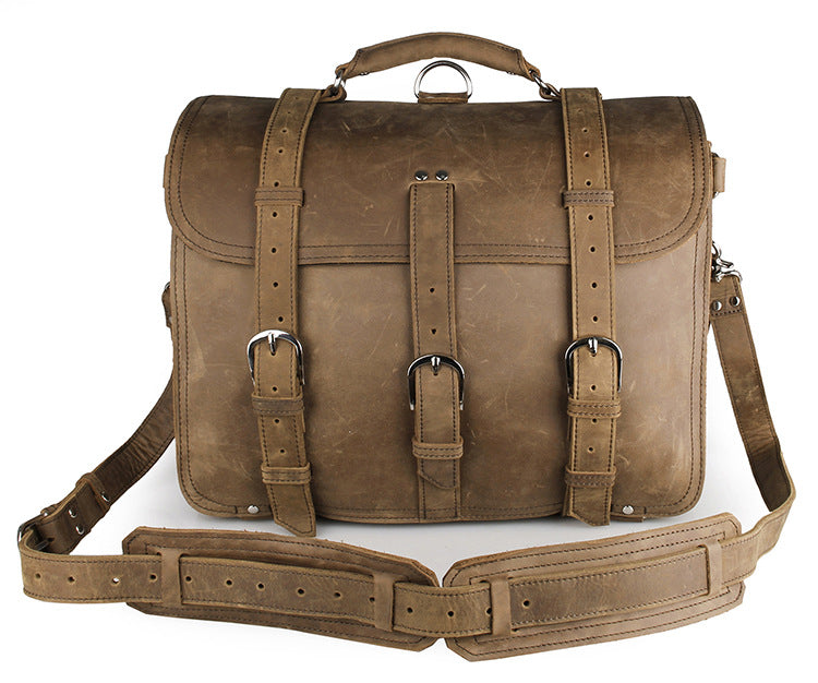 Crazy Horse Leather Men's Shoulder Bag