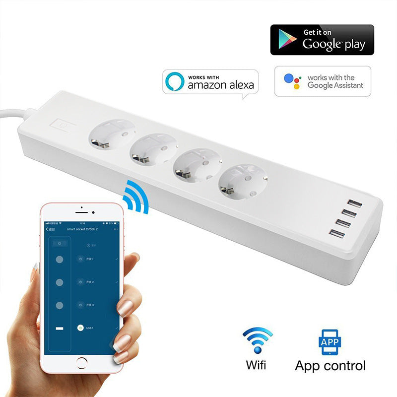 Smart WiFi Power Strip with USB and Remote Control