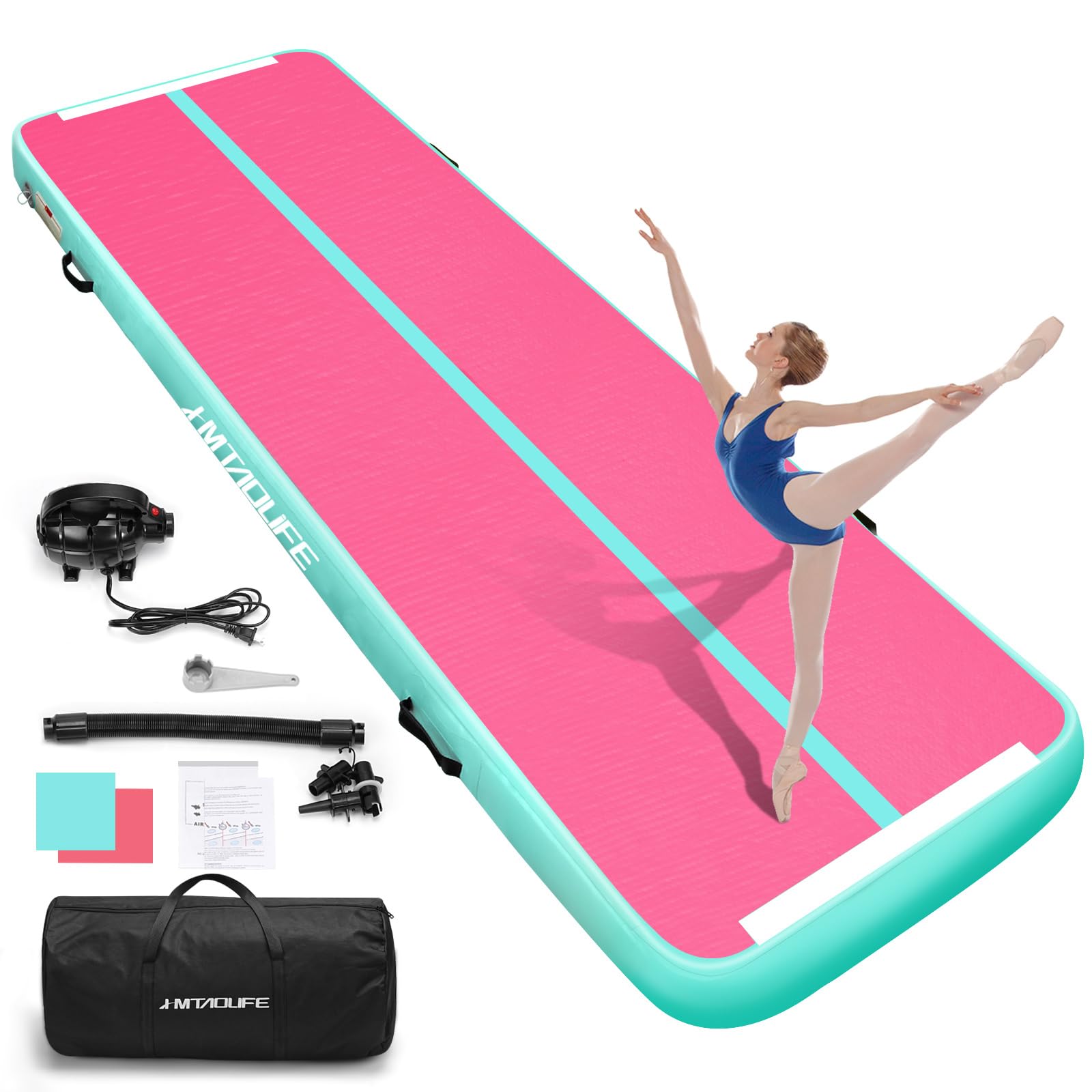 6.6 ft Inflatable Air Track Gymnastics Mat with Pump