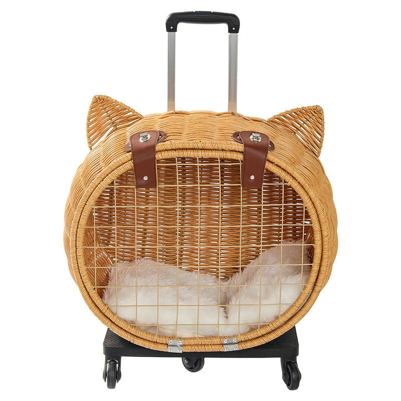 Portable Pet Trolley Woven Luggage