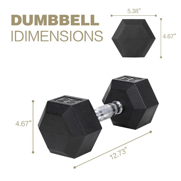 20lb Rubber-Coated Cast Iron Dumbbell Pair
