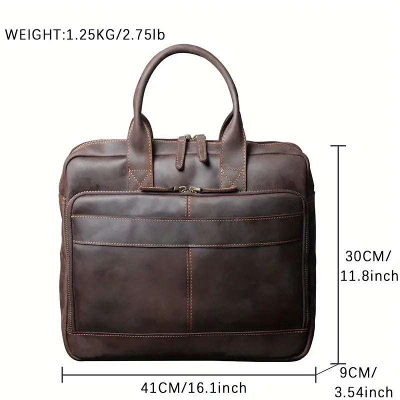 Vintage Crazy Horse Leather Briefcase