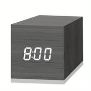 Digital Alarm Clock with Wooden LED Time Display