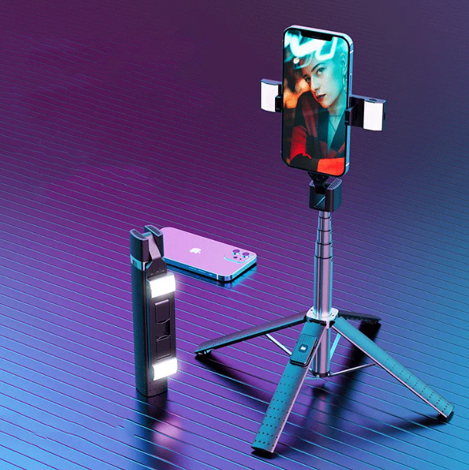 Quadrupod Double Fill Light Bluetooth Selfie Stick