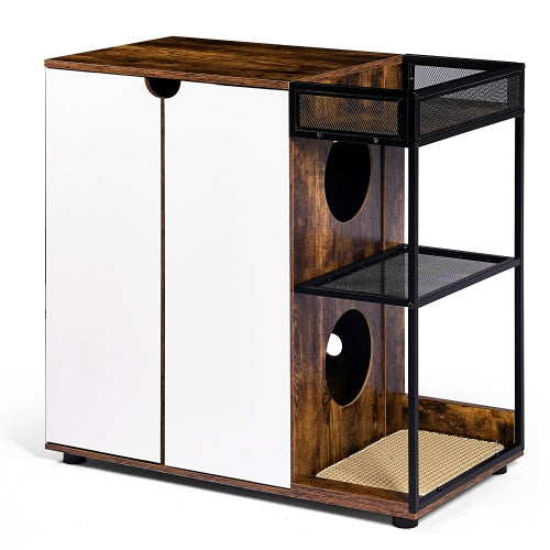 Enclosed Litter Box Cabinet for Two Cats