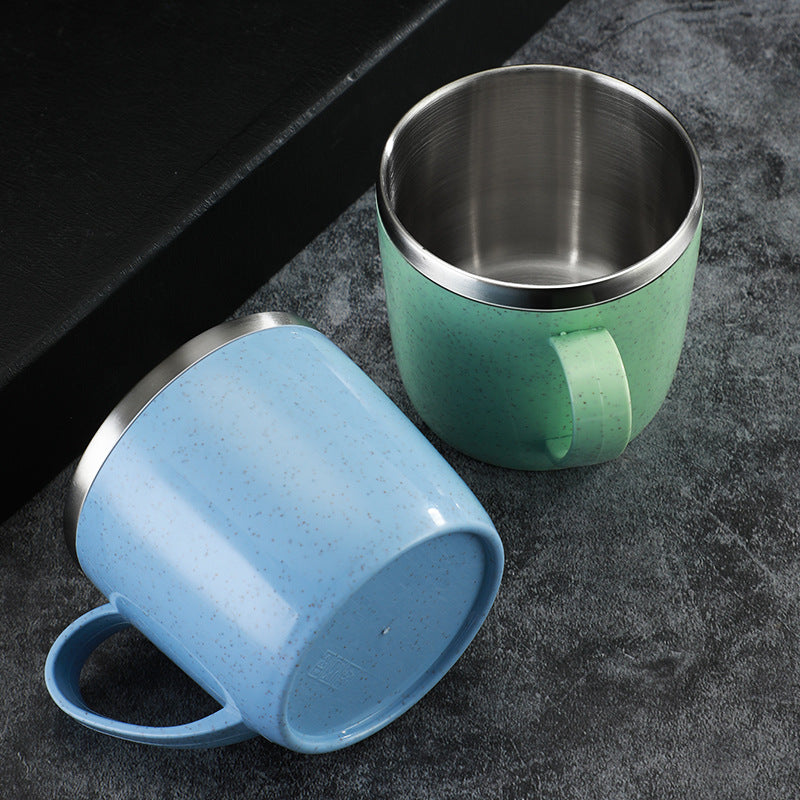 Stainless Steel Eco Mug with Wheat Straw