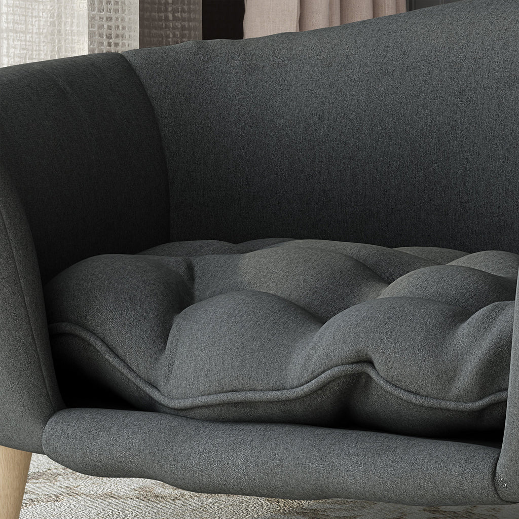 Mid-Century Tufted Dog Bed with Birch Legs