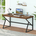 60-Inch Rustic Computer Desk, K-Leg Metal Frame