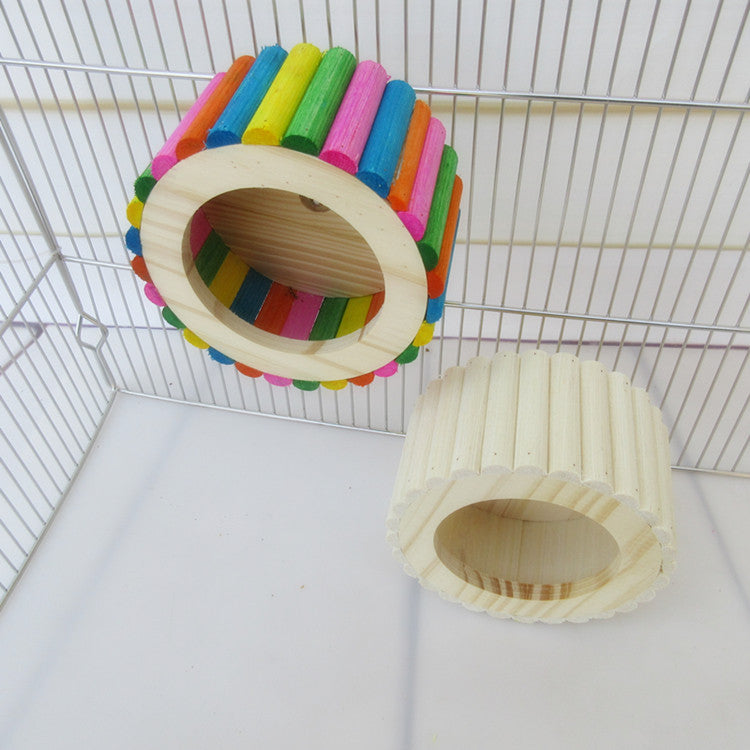 Natural Wood Silent Exercise Wheel for Hamsters & Pets