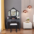 Vanity Table with Stool and Triple Mirror