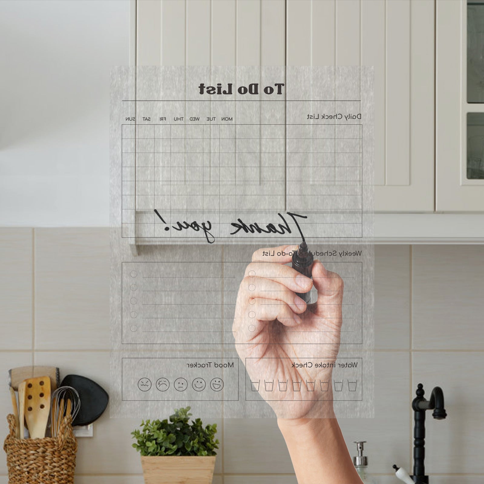 Transparent Erasable Planner Set with Magnetic Tape (3 pcs)