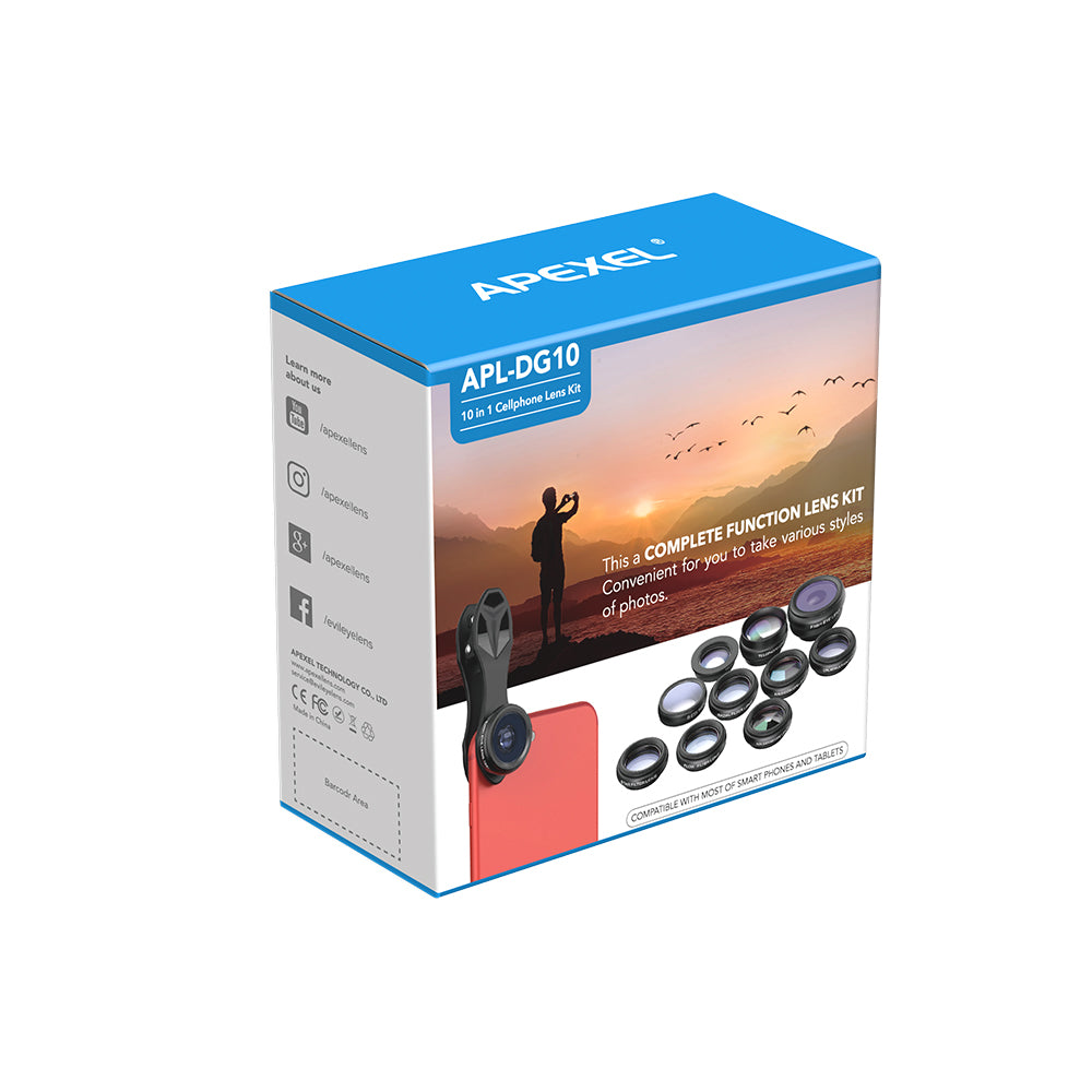 10-in-1 Smartphone Lens Kit with Fisheye and Macro Filters