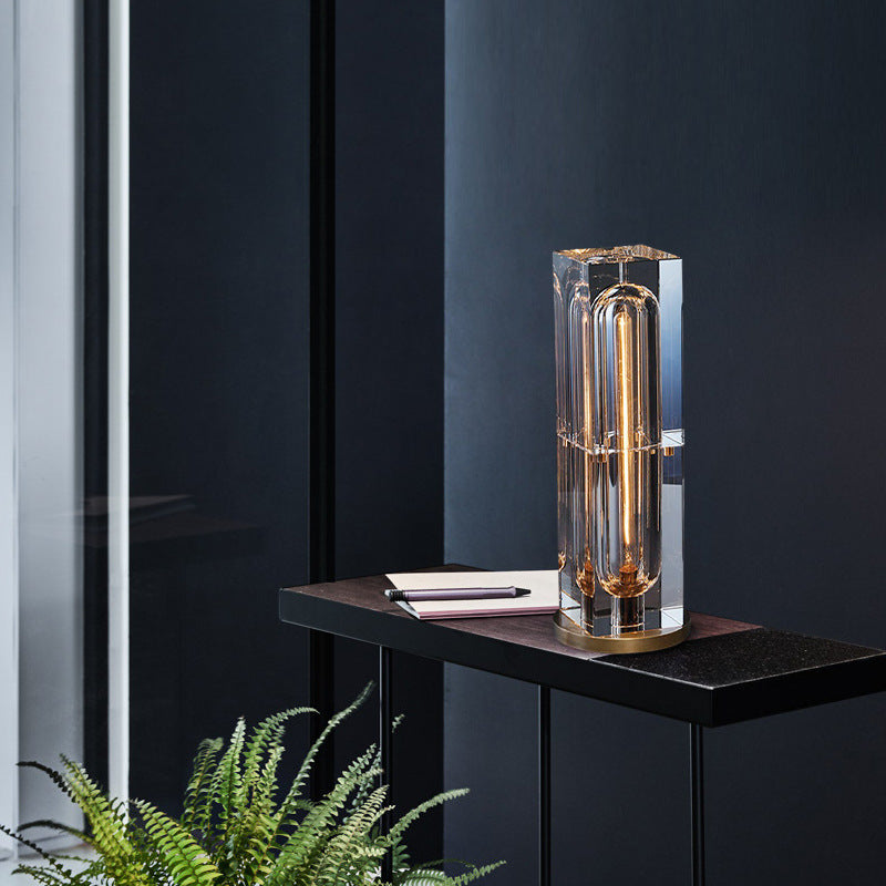 Pure Copper Table Lamp with Crystal Accent