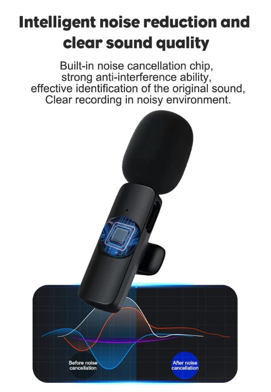 Lavalier Microphone Wireless Audio Video Recording Mini Mic