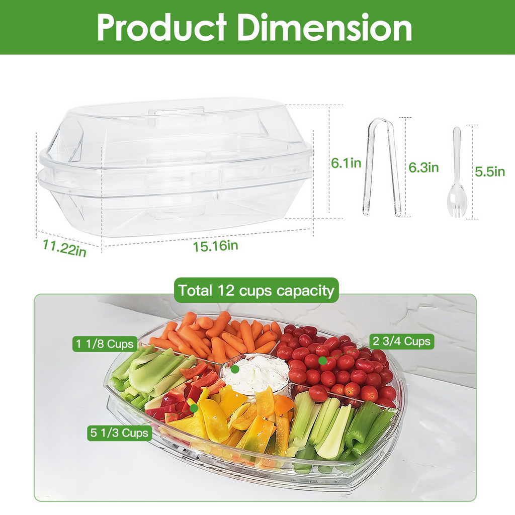 Chilled Serving Tray with Lid and Compartments