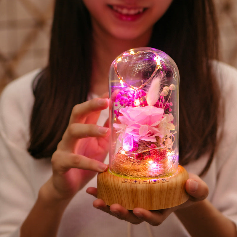 Bluetooth Speaker Night Light with Preserved Flowers