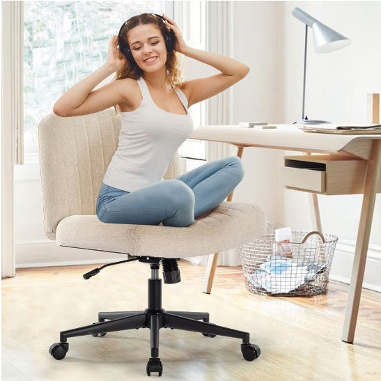 Linen Armless Swivel Rocking Chair