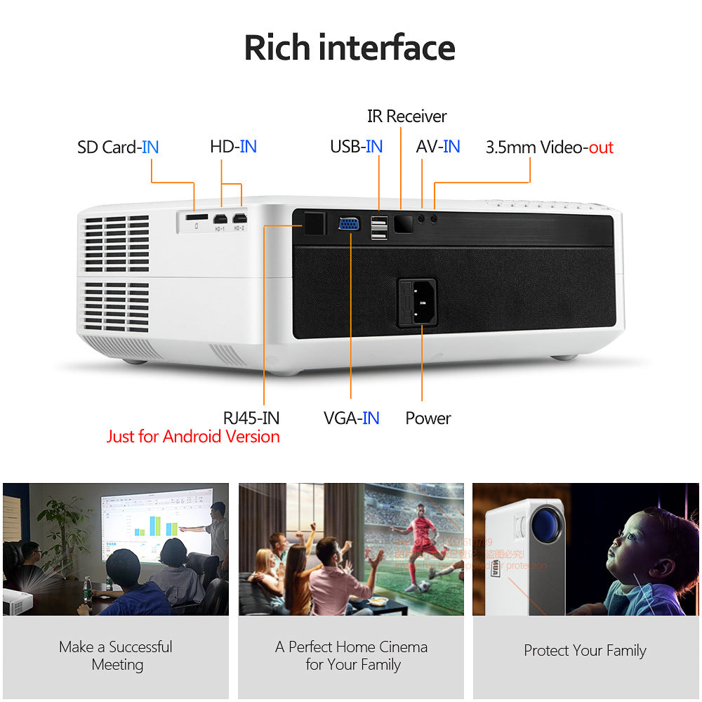 AUN Smart Digital Projector, 1080P/4K Support