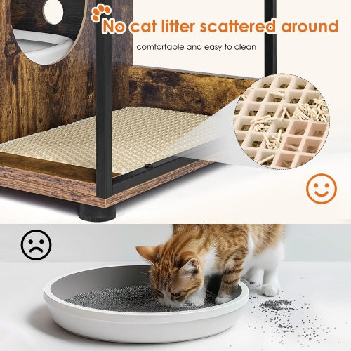 Enclosed Litter Box Cabinet for Two Cats