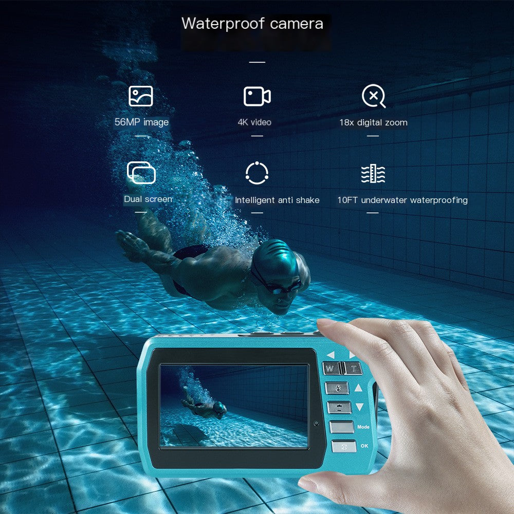 4K Underwater Digital Camera with Dual LCD Screens