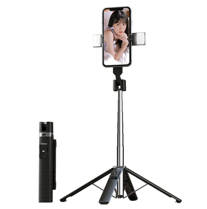 Quadrupod Double Fill Light Bluetooth Selfie Stick